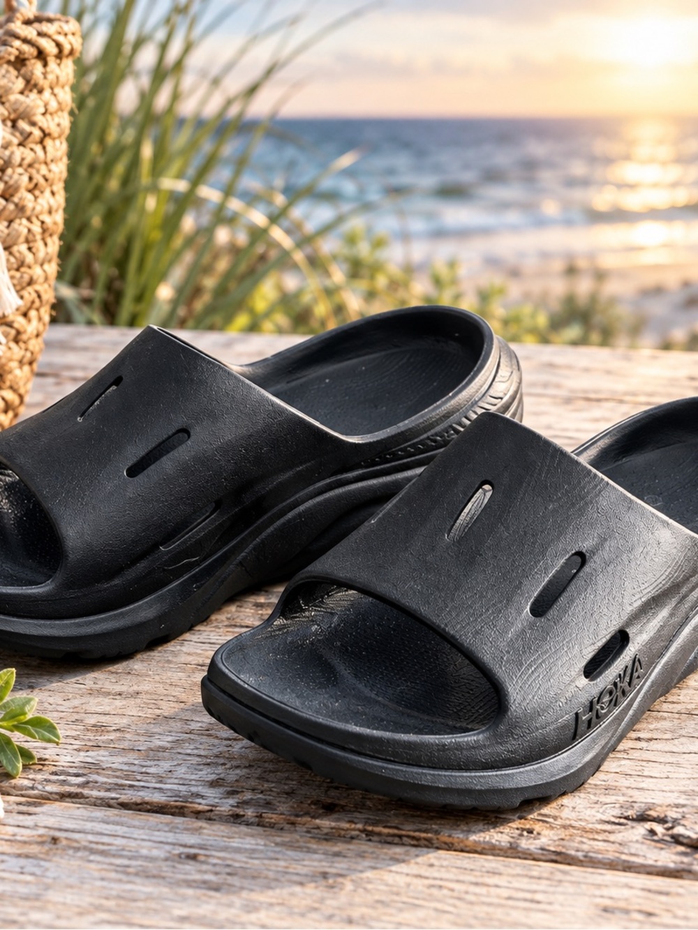 Black Woman’s Slide Sandals - Comfort Footbed